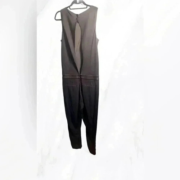 Rag and bone day 2 nite stylish black sleeveless leather trim jumpsuit romper 6 - Picture 3 of 6